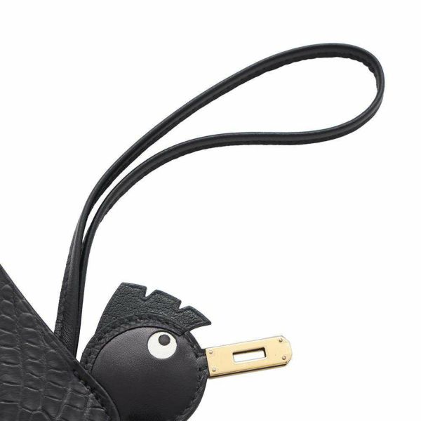 エルメス チャーム バーディ ブラック/ゴールド金具 アリゲーターマット/スイフト/シェーブルミゾル/トゴ/タデラクト B刻印 黒