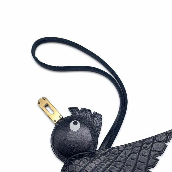 エルメス チャーム バーディ ブラック/ゴールド金具 アリゲーターマット/スイフト/シェーブルミゾル/トゴ/タデラクト B刻印 黒