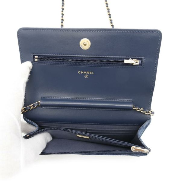 シャネル チェーンウォレット マトラッセ ココマーク デニム A33814 CHANEL 財布