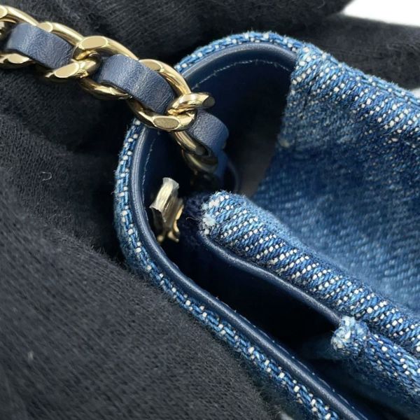 シャネル チェーンウォレット マトラッセ ココマーク デニム A33814 CHANEL 財布