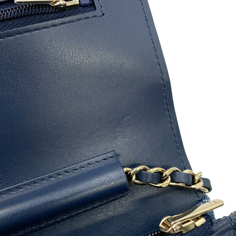 シャネル チェーンウォレット マトラッセ ココマーク デニム A33814 CHANEL 財布