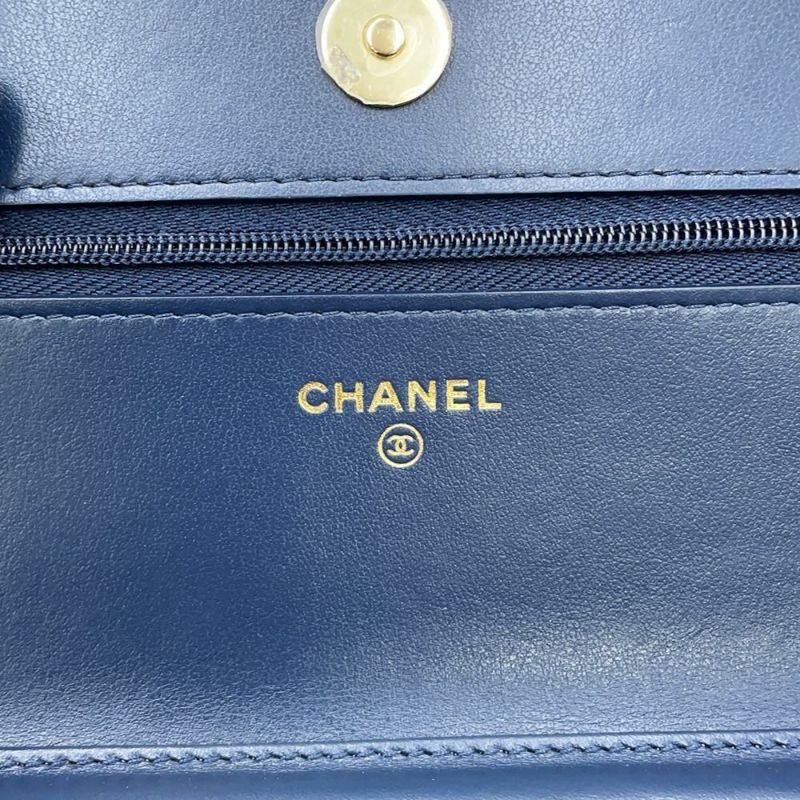 シャネル チェーンウォレット マトラッセ ココマーク デニム A33814 CHANEL 財布