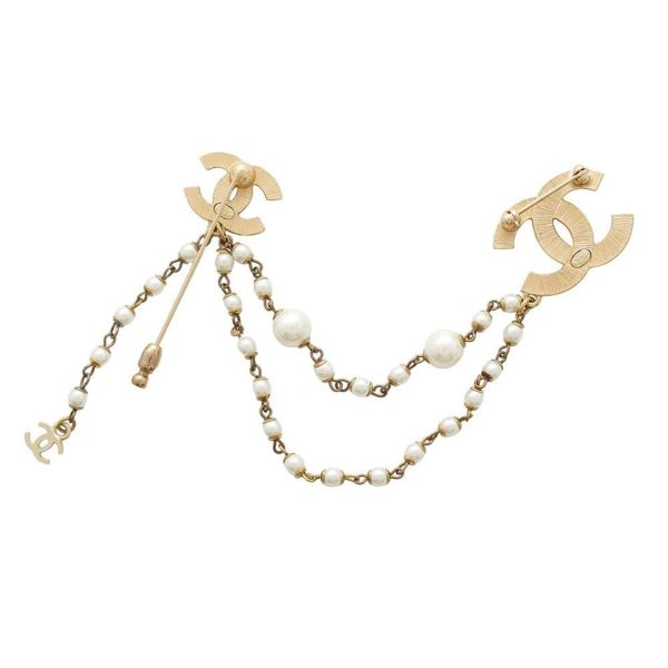 シャネル ブローチ ココマーク ラインストーン フェイクパール 2連ブローチ 01 P CHANEL アクセサリー