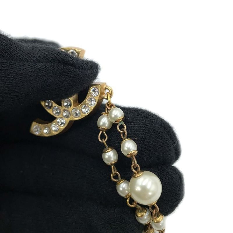 シャネル ブローチ ココマーク ラインストーン フェイクパール 2連ブローチ 01 P CHANEL アクセサリー