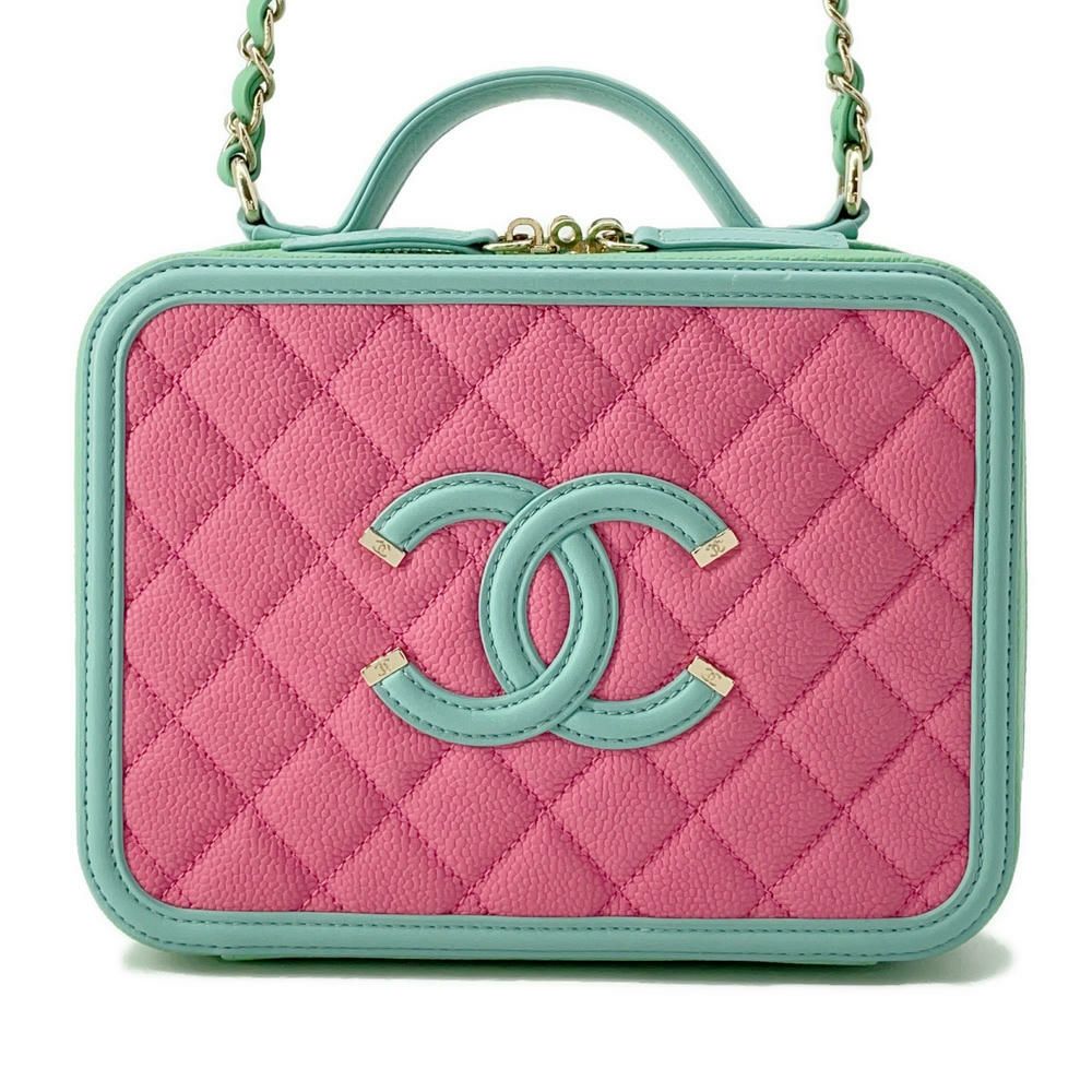 シャネル チェーンショルダーバッグ CCフィリグリー バニティバッグ キャビアスキン A93343 CHANEL ヴァニティ