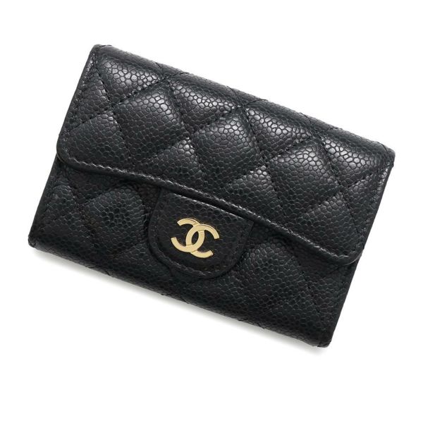 シャネル カードケース マトラッセ クラシックカードケース ココマーク キャビアスキン AP0214 CHANEL 名刺入れ 黒