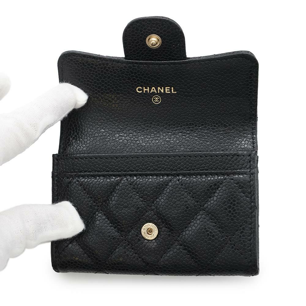 シャネル カードケース マトラッセ クラシックカードケース ココマーク キャビアスキン AP0214 CHANEL 名刺入れ 黒