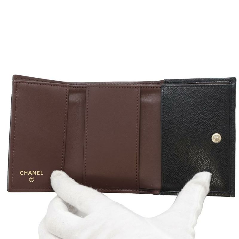 シャネル 三つ折り財布 マトラッセ ココマーク クラシック スモール フラップ ウォレット AP0230 CHANEL 黒