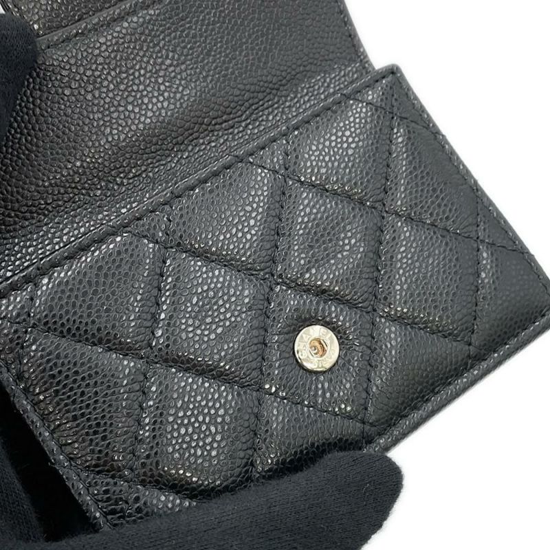 シャネル 三つ折り財布 マトラッセ ココマーク クラシック スモール フラップ ウォレット AP0230 CHANEL 黒