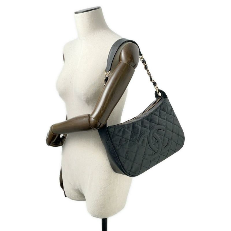 シャネル チェーンショルダーバッグ マトラッセ ココマーク キャビアスキン A20993 CHANEL バッグ ワンショルダー 黒