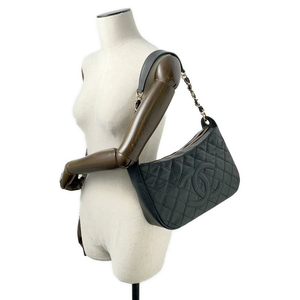 シャネル チェーンショルダーバッグ マトラッセ ココマーク キャビアスキン A20993 CHANEL バッグ ワンショルダー 黒