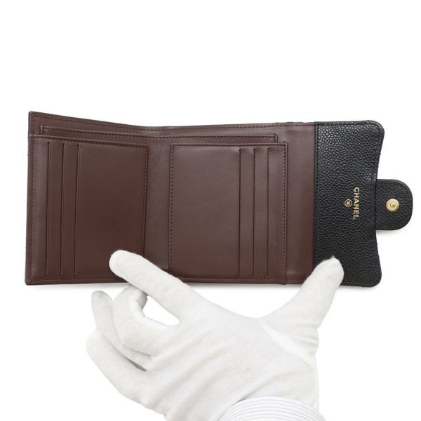 シャネル 三つ折り財布 クラシック スモール フラップ ウォレット キャビアスキン AP0231 CHANEL 黒