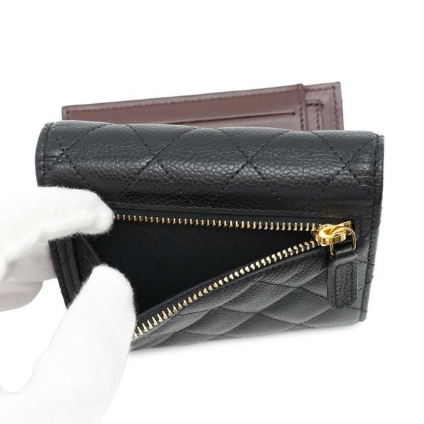 シャネル 三つ折り財布 クラシック スモール フラップ ウォレット キャビアスキン AP0231 CHANEL 黒