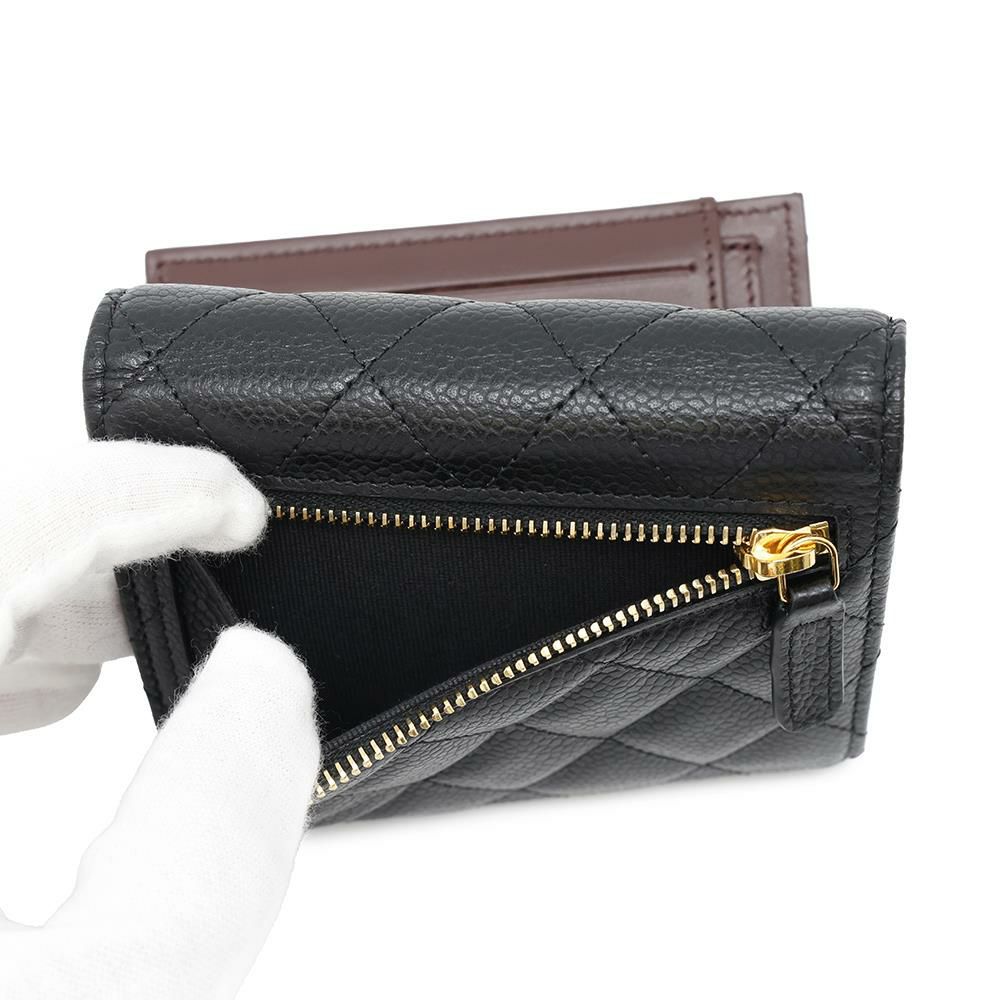 シャネル 三つ折り財布 クラシック スモール フラップ ウォレット キャビアスキン AP0231 CHANEL 黒