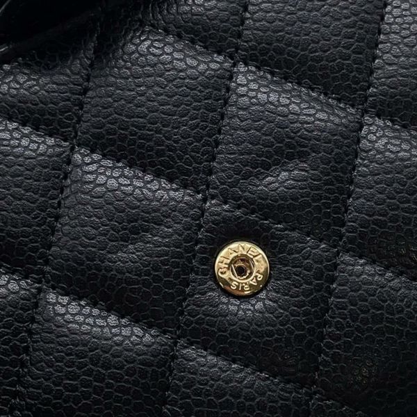 シャネル 三つ折り財布 クラシック スモール フラップ ウォレット キャビアスキン AP0231 CHANEL 黒