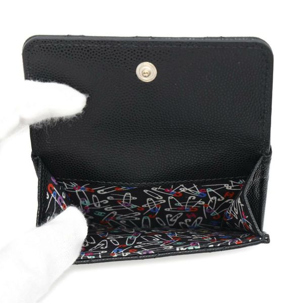 シャネル 三つ折り財布 マトラッセ ココマーク コンパクトウォレット キャビアスキン AP4084 CHANEL 財布 黒