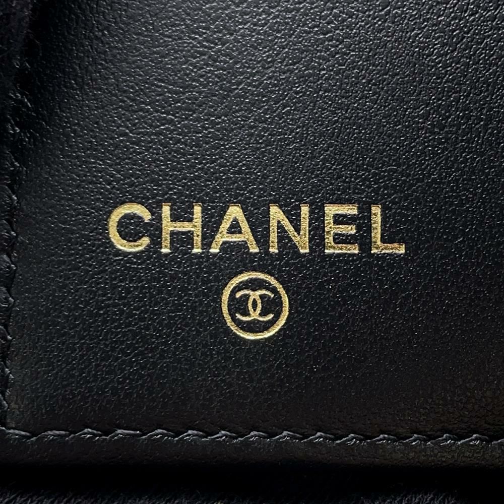 シャネル 三つ折り財布 マトラッセ ココマーク スモール フラップ ウォレット キャビアスキン AP3518 CHANEL 黒