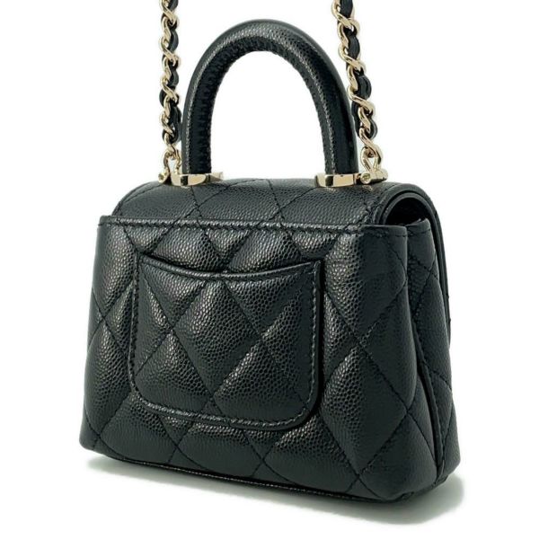 シャネル チェーンショルダーバッグ ココハンドル マトラッセ マイクロ キャビアスキン AP4245 CHANEL 2way 黒