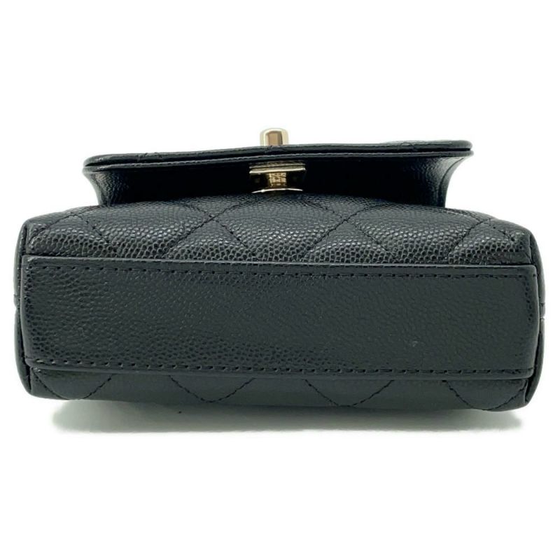 シャネル チェーンショルダーバッグ ココハンドル マトラッセ マイクロ キャビアスキン AP4245 CHANEL 2way 黒