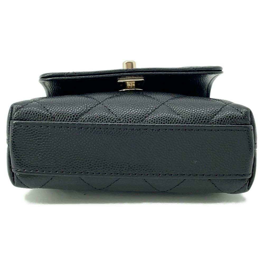 シャネル チェーンショルダーバッグ ココハンドル マトラッセ マイクロ キャビアスキン AP4245 CHANEL 2way 黒