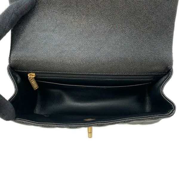 シャネル チェーンショルダーバッグ マトラッセ ココマーク トップハンドル ミニ キャビアスキン AS2431 黒