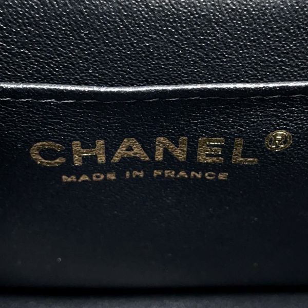 シャネル チェーンショルダーバッグ マトラッセ ココマーク トップハンドル ミニ キャビアスキン AS2431 黒
