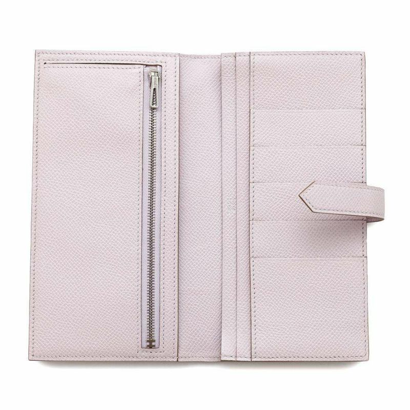 エルメス 長財布 ベアンスフレ マチ有り モーヴぺール/シルバー金具 エプソン U刻印 HERMES 財布