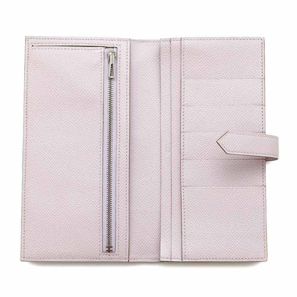 エルメス 長財布 ベアンスフレ マチ有り モーヴぺール/シルバー金具 エプソン U刻印 HERMES 財布