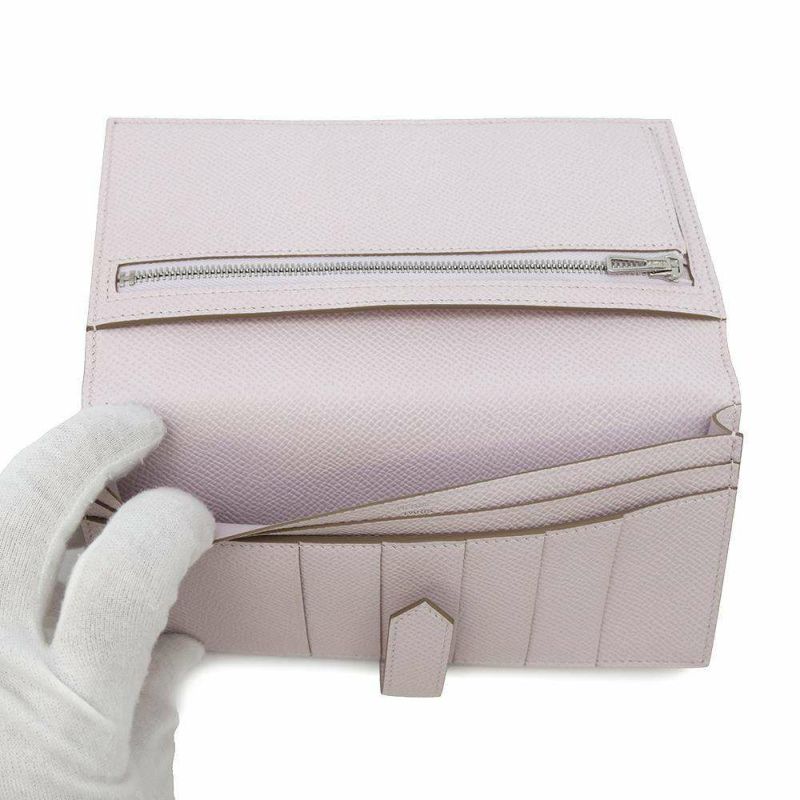 エルメス 長財布 ベアンスフレ マチ有り モーヴぺール/シルバー金具 エプソン U刻印 HERMES 財布