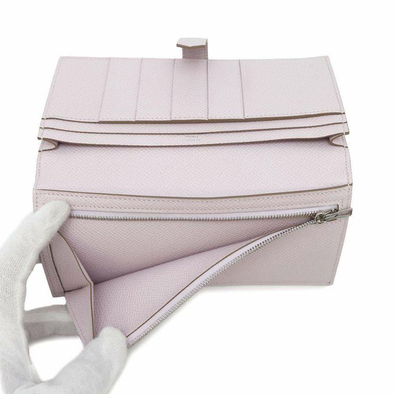 エルメス 長財布 ベアンスフレ マチ有り モーヴぺール/シルバー金具 エプソン U刻印 HERMES 財布