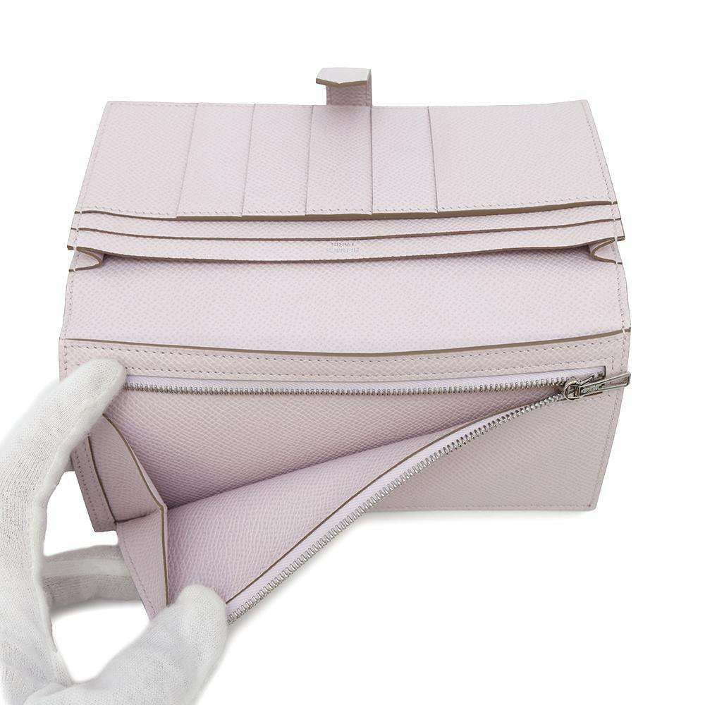 エルメス 長財布 ベアンスフレ マチ有り モーヴぺール/シルバー金具 エプソン U刻印 HERMES 財布