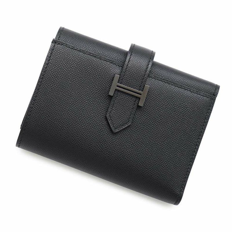 エルメス 三つ折り財布 ベアンコンビネ モノクローム ブラック/ブラック金具 ヴァーマダム W刻印 黒