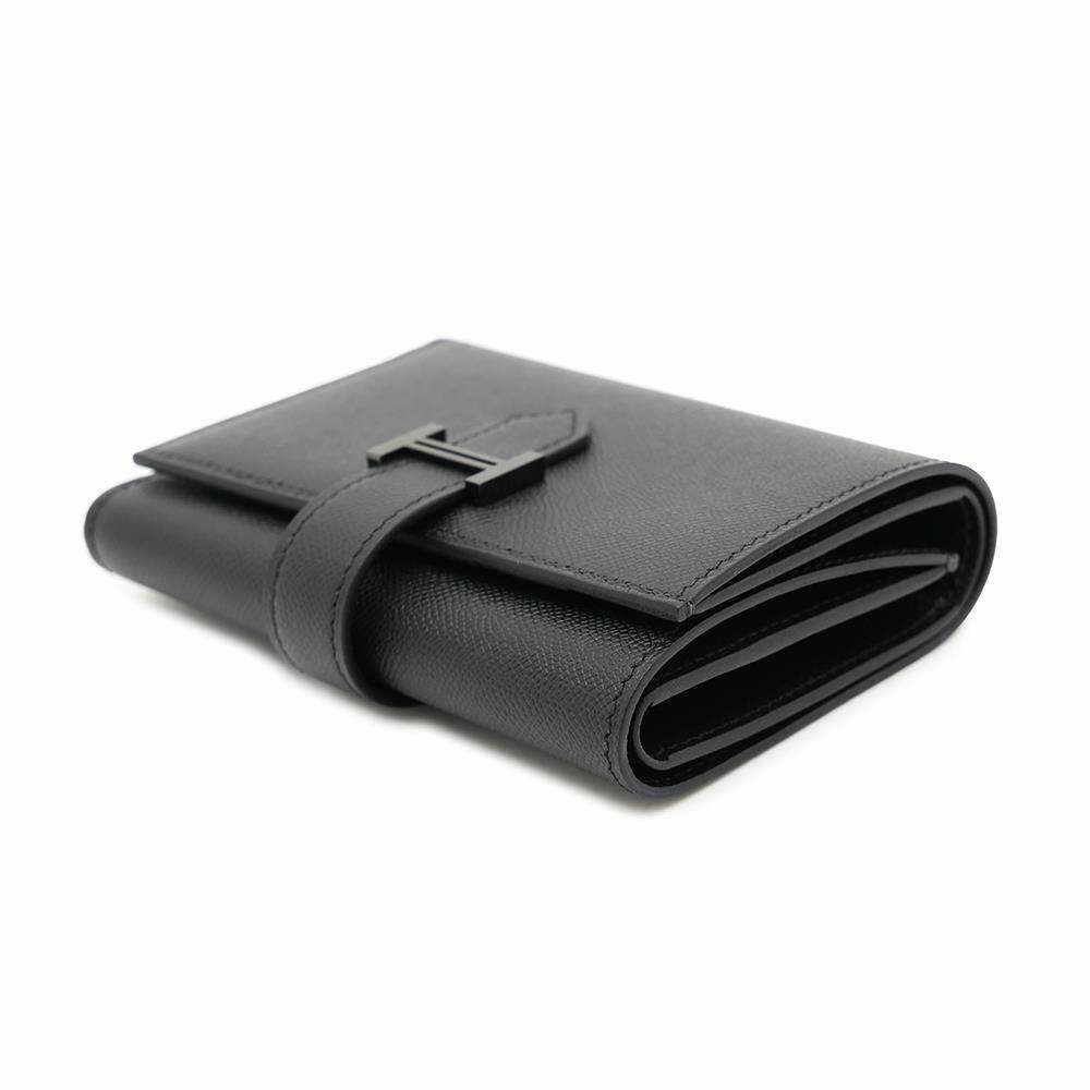 エルメス 三つ折り財布 ベアンコンビネ モノクローム ブラック/ブラック金具 ヴァーマダム W刻印 黒
