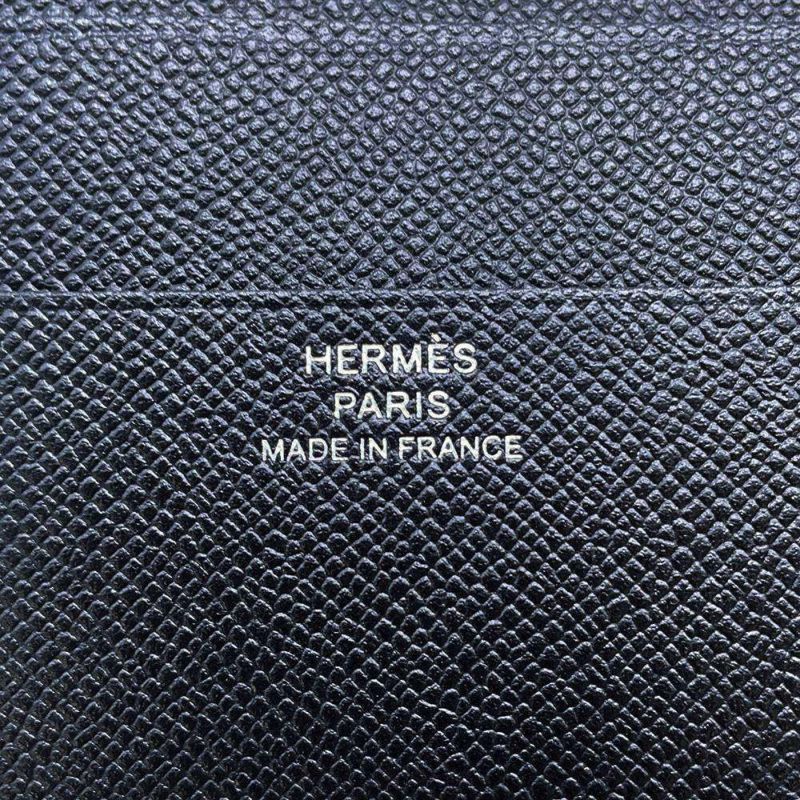 エルメス 三つ折り財布 ベアンコンビネ モノクローム ブラック/ブラック金具 ヴァーマダム W刻印 黒