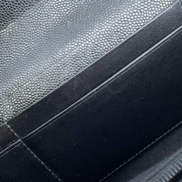 シャネル 長財布 マトラッセ フラップ ココマーク ラインストーン キャビアスキン AP3339 財布 黒