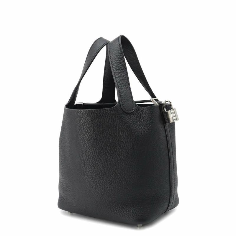 エルメス ハンドバッグ ピコタンロックPM ブラック/シルバー金具 トリヨンクレマンス W刻印 黒