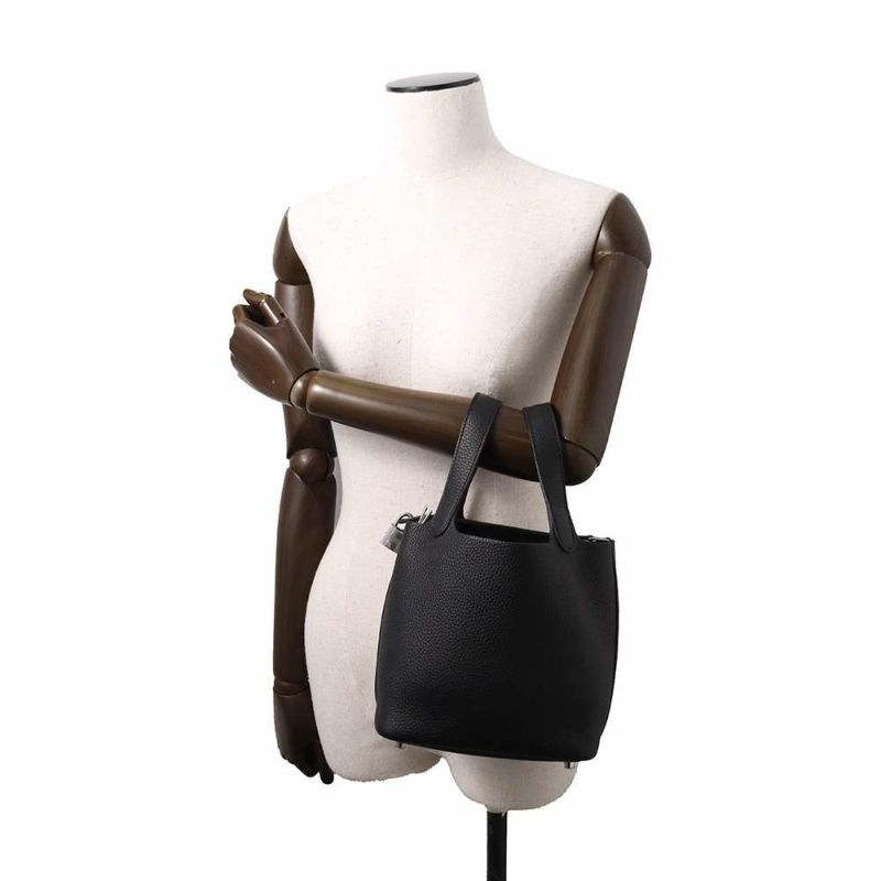 エルメス ハンドバッグ ピコタンロックPM ブラック/シルバー金具 トリヨンクレマンス W刻印 黒