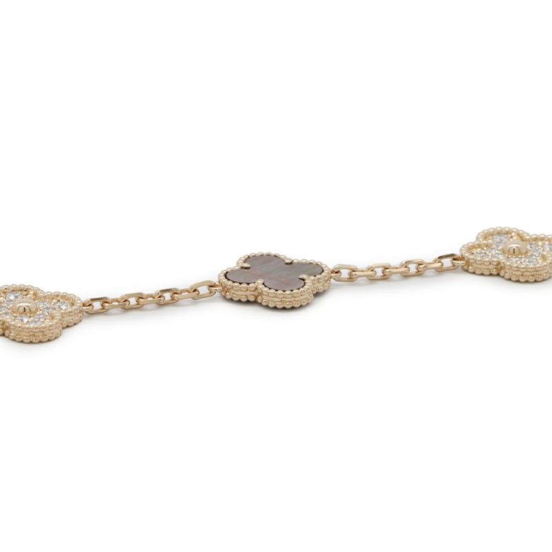 ヴァンクリーフ＆アーペル ブレスレット ヴィンテージ アルハンブラ 5モチーフ グレーマザーオブパール ダイヤ 24P K18PG VCARP2R100