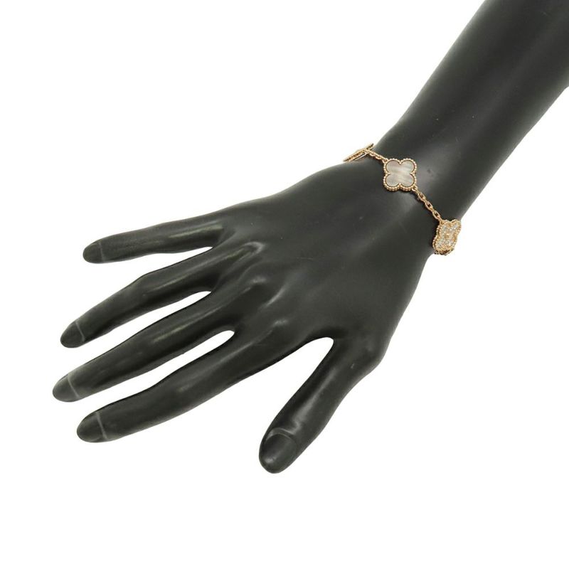 ヴァンクリーフ＆アーペル ブレスレット ヴィンテージ アルハンブラ 5モチーフ グレーマザーオブパール ダイヤ 24P K18PG VCARP2R100