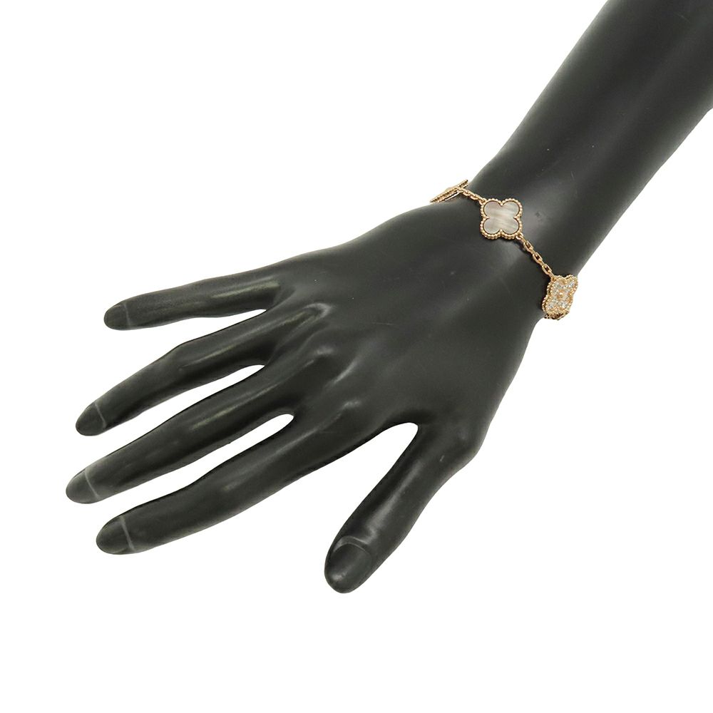 ヴァンクリーフ＆アーペル ブレスレット ヴィンテージ アルハンブラ 5モチーフ グレーマザーオブパール ダイヤ 24P K18PG VCARP2R100