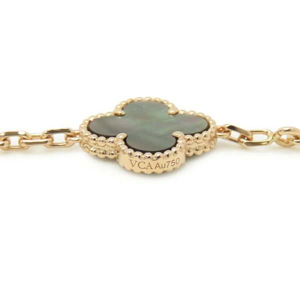 ヴァンクリーフ＆アーペル ブレスレット ヴィンテージ アルハンブラ 5モチーフ グレーマザーオブパール ダイヤ 24P K18PG VCARP2R100