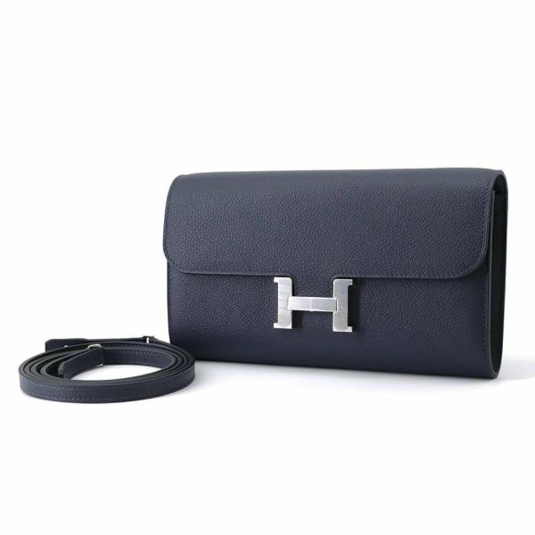エルメス 長財布 コンスタンス トゥーゴー ロング ブルーニュイ/シルバー金具 エバーカラー B刻印 HERMES
