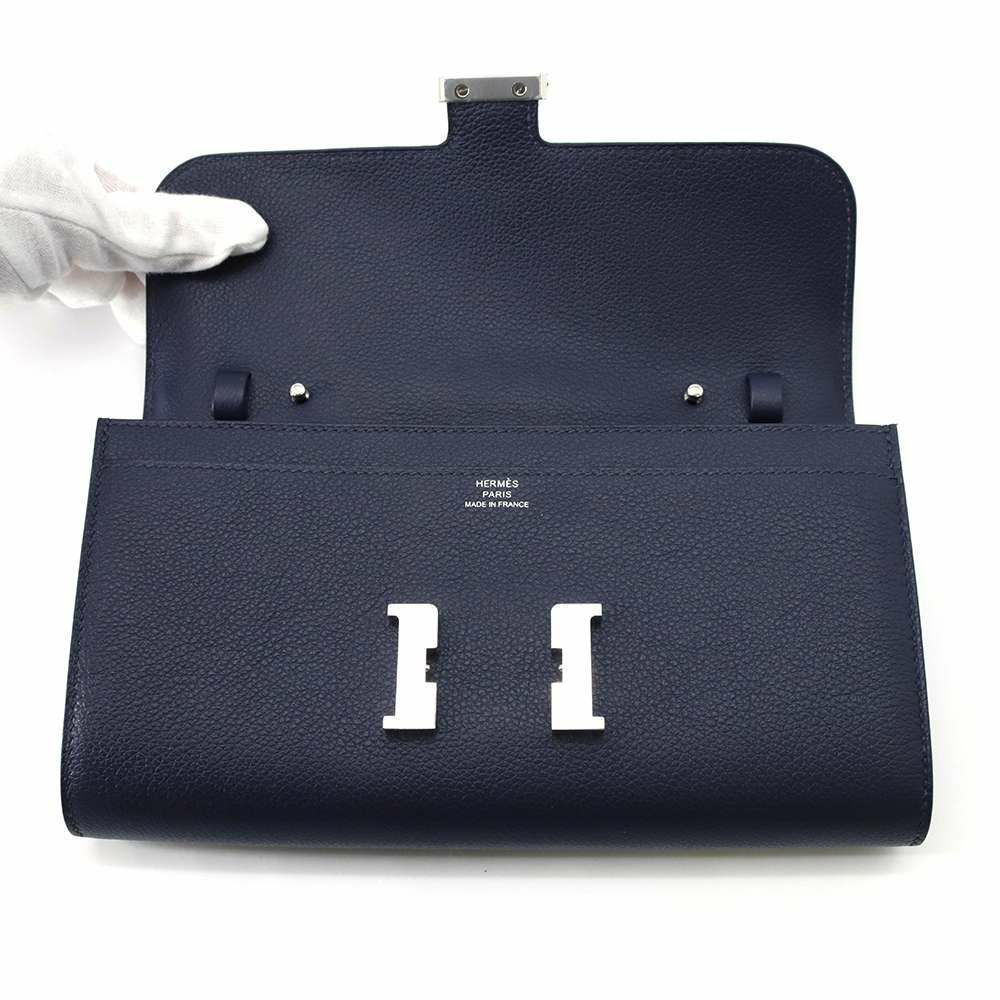 エルメス 長財布 コンスタンス トゥーゴー ロング ブルーニュイ/シルバー金具 エバーカラー B刻印 HERMES