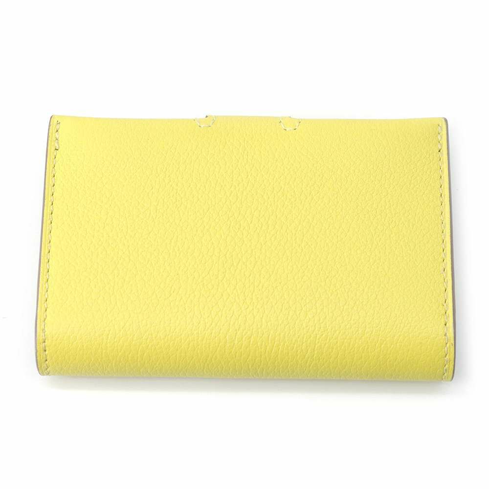 エルメス カードケース RMS ヴェルソ ライム/ローズアザレ/シルバー金具 エバーカラー B刻印 名刺入れ