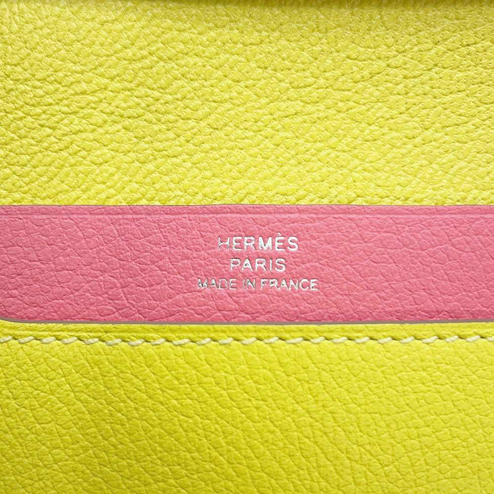 エルメス カードケース RMS ヴェルソ ライム/ローズアザレ/シルバー金具 エバーカラー B刻印 名刺入れ