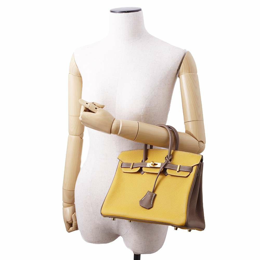 エルメス バーキン25 ジョーヌアンブル/エトゥープ/マットゴールド金具 トゴ D刻印 HERMES Birkin SPO