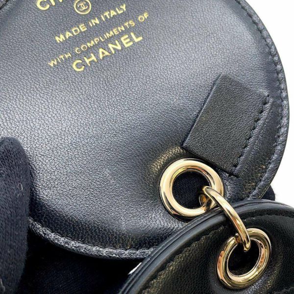 シャネル ネームタグ マトラッセ ココマーク ラムスキン CHANEL ノベルティ 黒