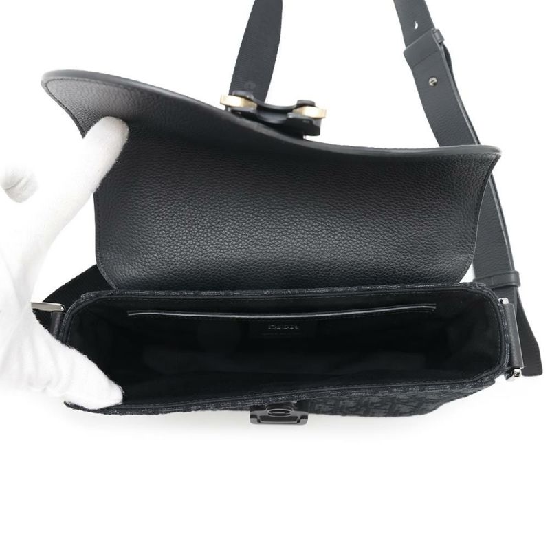 クリスチャン・ディオール ショルダーバッグ オブリーク サドル フラップ メッセンジャー 1ADPO049YKS 黒 トロッター