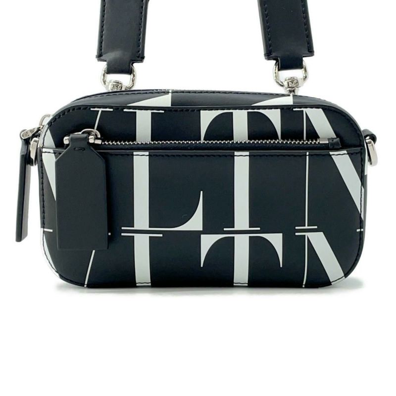 ヴァレンティノ・ガラヴァーニ ショルダーバッグ VLTNロゴ WY2B0954BLH VALENTINO 2wayボディバッグ 黒 白