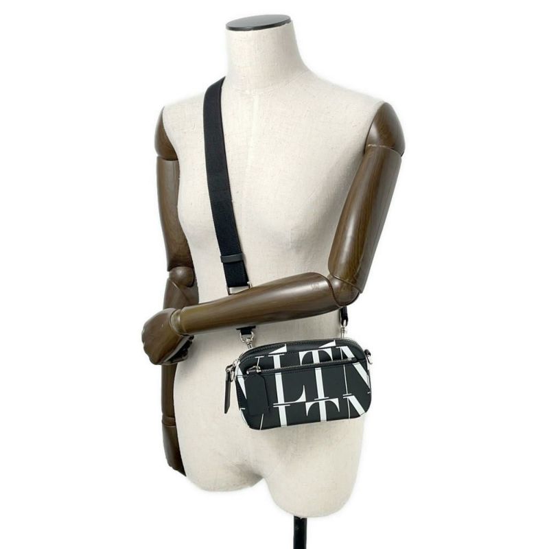 ヴァレンティノ・ガラヴァーニ ショルダーバッグ VLTNロゴ WY2B0954BLH VALENTINO 2wayボディバッグ 黒 白